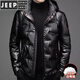 JEEP SPIRIT Men's Shiny Down Jacket Winter New White Duck Down Young and Middle-aged Thick Warm Hooded Warm Jacket Trendy Black M 170 (100-120Jin Jin is equal to 0.5kg)