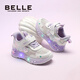Belle Children's Shoes 2026 Spring New Girls' Sports Shoes Mesh Breathable Flash Shoes Casual Shoes White/Pink 26