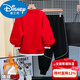 Disney boys' velvet suit autumn and winter new zodiac new year for older children winter thickened red clothes for New Year's greetings cotton coat style red velvet thickened 170 cm