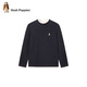 Hush Puppies children's clothing children's long-sleeved T-shirt boys casual and comfortable girls round neck bottoming shirt navy 170