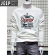 JEEP SPIRIT Jeep sweatshirt men's new autumn jacket men's long-sleeved round neck fashion printed velvet bottoming shirt versatile black Wei 5267 velvet 2XL recommended 145-160Jin Jin equals 0.5 kg