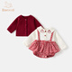 Banxidi baby clothes, spring clothes, infant jumpsuits, baby girls' skirts, cardigan suits, princess outing clothes, red 66cm