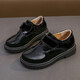 Zhunwu boys' leather shoes black children's campus small leather shoes soft sole performance shoes new performance little boy British student black Velcro style 36 size inner length 22cm