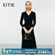 EITIE exquisite light luxury high-end velvet V-neck fishtail dress long skirt autumn and winter new banquet women's skirt 8077704 minimalist black 20 L (165)