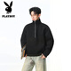 Playboy (PLAYBOY) American high street spring and autumn new heavyweight round neck sweatshirts for men and women, handsome loose pullover tops, couple jackets for men, black XL