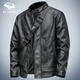 Ji Yan Leather Jacket 2026 New This Year's Popular Spring and Autumn New Stand Collar Jacket Men's Trendy Handsome Top Black M (Suitable for 110-125 Jin Jin is equal to 0.5 kg)