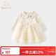 Ban Xidi Girls Dress Spring 2026 Western Style Baby Princess Dress One Year Old Dress Spring and Autumn Baby Mesh Skirt Children's Clothing Beige 90