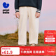 Mini Bala mini parent-child jumping pants for boys and girls autumn and winter plus velvet trousers light khaki 50311 120