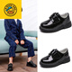 G.duck Little Yellow Duck Primary School Children's Leather Shoes Boys Black White Leather Shoes Performance Shoes for Students and Older Children Performance 302 Black <Added Velvet> One Size Small Size 32/Inner Length 19.8CM