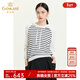 Giovanni spring new hooded sweatshirt striped black and white stitching designer wool long-sleeved top black striped S