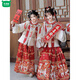 Wooden house will welcome wealth immediately Ming-made mother-daughter parent-child clothing Hanfu women 2026 new winter horse face skirt thickened children's New Year's greetings clothing immediately welcome wealth red cloud shoulder 150 children's style