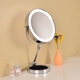 LE RUI JIA LED folding makeup mirror double-sided illuminated desktop smart makeup mirror, magnifying beauty mirror, liftable height, 8 inches, silver, flat surface + 5x magnification, three-tone lighting