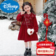 Disney New Year's Greetings Girls' Velvet Dresses Autumn and Winter New Children's Winter Clothes Baby Girls Winter Chinese Style Skirts New Year Pearl Plate Button Velvet Dress 01 Style Free Bag 90 cm