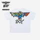 BOY JUNIOR trendy graffiti loose short-sleeved T-shirt for boys and girls, white 120