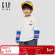 GAP (GAP) boys 2026 spring new logo loose contrasting color fake two-piece long-sleeved T-shirt children's wear 862037