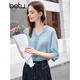 Betu women's 2026 spring and summer new shirt three-quarter lantern sleeve shirt trendy temperament top for women 2602T37 blue L