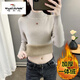 Woodpecker half turtleneck plus velvet sweater for women thickened one-piece velvet slim fit autumn and winter super thick mid-collar warm knitted bottoming sweater official flagship dark gray S 85-95Jin Jin is equal to 0.5 kg