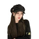 Tuzun Autumn and Winter Beret Duck Hat Women British Versatile Korean Version Versatile Painter Hat Flat Top Retro Face Showing Small Beret Cloud Hat - Black One Size