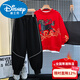 Disney boys' velvet suit autumn and winter new zodiac new year for older children winter thickened red clothes for New Year's greetings cotton coat style red velvet thickened 170 cm