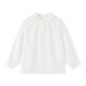 Little Naive Girls' Long Sleeve French Shirt Spring Children's Flower Collar Tencel Drape Shirt White 130