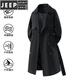 JEEP SPIRIT mid-length woolen coat men's windbreaker coat knee-length loose Korean version 2026 spring and autumn new top HTLB-2525-Black S
