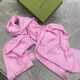 Gucci (GUCCI) Double G double-sided woven pattern, tassel shawl, wool scarf, same style for men and women, New Year gift for couples, pink 165904-3G646-6900