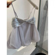 Fanzhefu Sexy Sequined Bow Tube Top for Women Spring and Autumn Layered Flower Skirt with Top Top Gray S