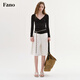 Fano studios Fan Luo Fano pure cotton knitted bottoming shirt for women 2026 spring versatile slim cross v-neck hollow jacquard T-shirt white ready M