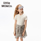 Little MO&Co.little moco children's clothing 26 spring new style girls fake two-piece plaid short-sleeved dress skirt college style beige plaid color 110 110/56