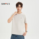SANFU 2026 Summer Men's Solid Color Letter Short T-Shirt Urban Fashion Heavy Loose Top 522281 Light Pink M
