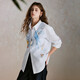 XIRAN (XIRAN) 26th spring style commuter long-sleeved shirt with lyocell print, fresh and artistic loose top, off-white S