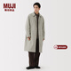 MUJI Men's Stand Collar Coat Windbreaker Jacket Long Sleeve Men's 25 Years Winter Cotton Clothes AD0XKA5A Light Silver Gray S (165/84A)