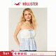 HOLLISTER25 Autumn French Y2K Sweet Off-Shoulder Babydoll Top Women's Top 340-5180 Blue Print L (165/100A)