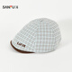Sanfu (SANFU) small plaid six-piece beret forward hat retro literary and artistic clothing accessories hat 519257 blue one size