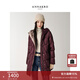 Jiuzi Annako casual age-reducing hooded mid-length laminated goose down down jacket for women 2025 winter new style burgundy M