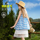 ASK JUNIOR children's clothing children's skirt summer dress girls plaid contrast lace splicing dress sundress plaid
