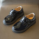 Zhunwu boys' leather shoes black children's campus small leather shoes soft sole performance shoes new performance little boy British student black Velcro style 36 size inner length 22cm