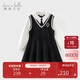 David Bella children's preppy dress girls fake two-piece dress medium and large children's uniform dress