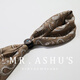 Men's neck scarf retro style 70CM imitation neck scarf old money style khaki cashew_+leather buckle