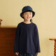 Yantaijia children's clothing boys' Class A pure cotton long-sleeved T-shirt 2026 spring new style baby boy black top children's solid color bottoming shirt navy blue 120 model size