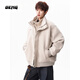 OEMG American fake two-piece woolen cotton jacket for men in autumn and winter, thickened warm velvet trendy brand versatile jacket, off-white XL recommended 110-130Jin Jin equals 0.5kg