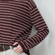 NEELLY shopping mall's same spring style retro striped round neck contrasting color T-shirt for women, simple and casual top, jam color S