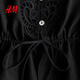 H&M2026 Spring New Women's Linen Blended English Embroidered Shirt 1330878 Black XS 155/80
