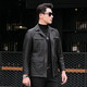 GUHELUN light luxury brand men's clothing spring and autumn new oil wax cowhide leather genuine leather jacket men's lapel workwear mid-length leather jacket Black XL (175)