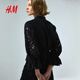 H&M2026 Spring New Women's Linen Blended English Embroidered Shirt 1330878 Black XS 155/80