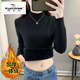 Woodpecker half turtleneck plus velvet sweater for women thickened one-piece velvet slim fit autumn and winter super thick mid-collar warm knitted bottoming sweater official flagship dark gray S 85-95Jin Jin is equal to 0.5 kg