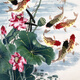 China Artists Association of Celebrities Calligraphy and Painting Chen Zhongnan <Continuous Years More> Purely hand-painted lotus and nine fishes Chinese painting entrance hall decorative painting oil painting Jin Yumantang office ink painting calligraphy and painting collection art auction prints gift 136X68CM