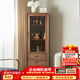 Youthful and trendy North American black walnut solid wood small wine cabinet display cabinet living room home bookcase glass door with door small bookcase 56*42*158cm