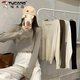 Woodpecker (TUCANO) V-neck sweater for women autumn new 2026 Korean style loose pullover sweater lazy top versatile long-sleeved bottoming shirt Khaki M Recommendation 95-105Jin Jin is equal to 0.5 kg