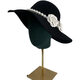 Shijanu French retro Hepburn style black bridal hat with pearl flowers, elegant British style, model basic style (suede), diameter 40cm S (54-58cm)